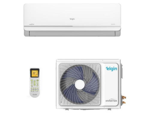 Ar-condicionado split com condensador e controle remoto, branco, da marca elgin