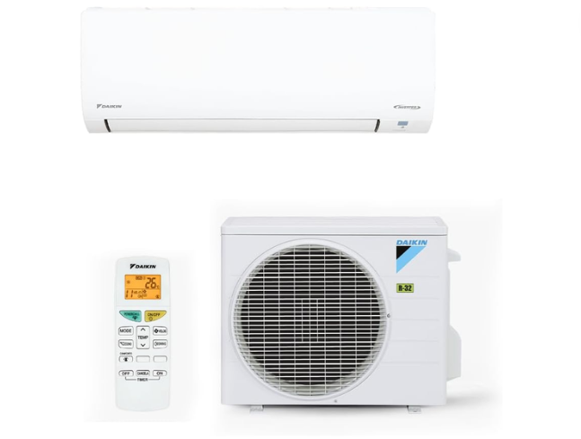 Ar-condicionado da Daikin de 9000 BTUs quente e frio com controle e condensador