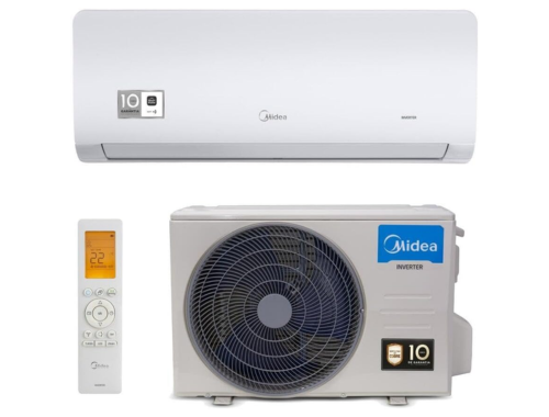 Ar-condicionado branco da Midea de 18000 BTUs branco com condensador e controle